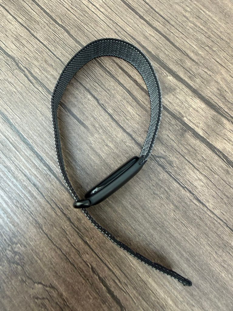 Google Fitbit Air の全体。バンドに本体を装着した状態